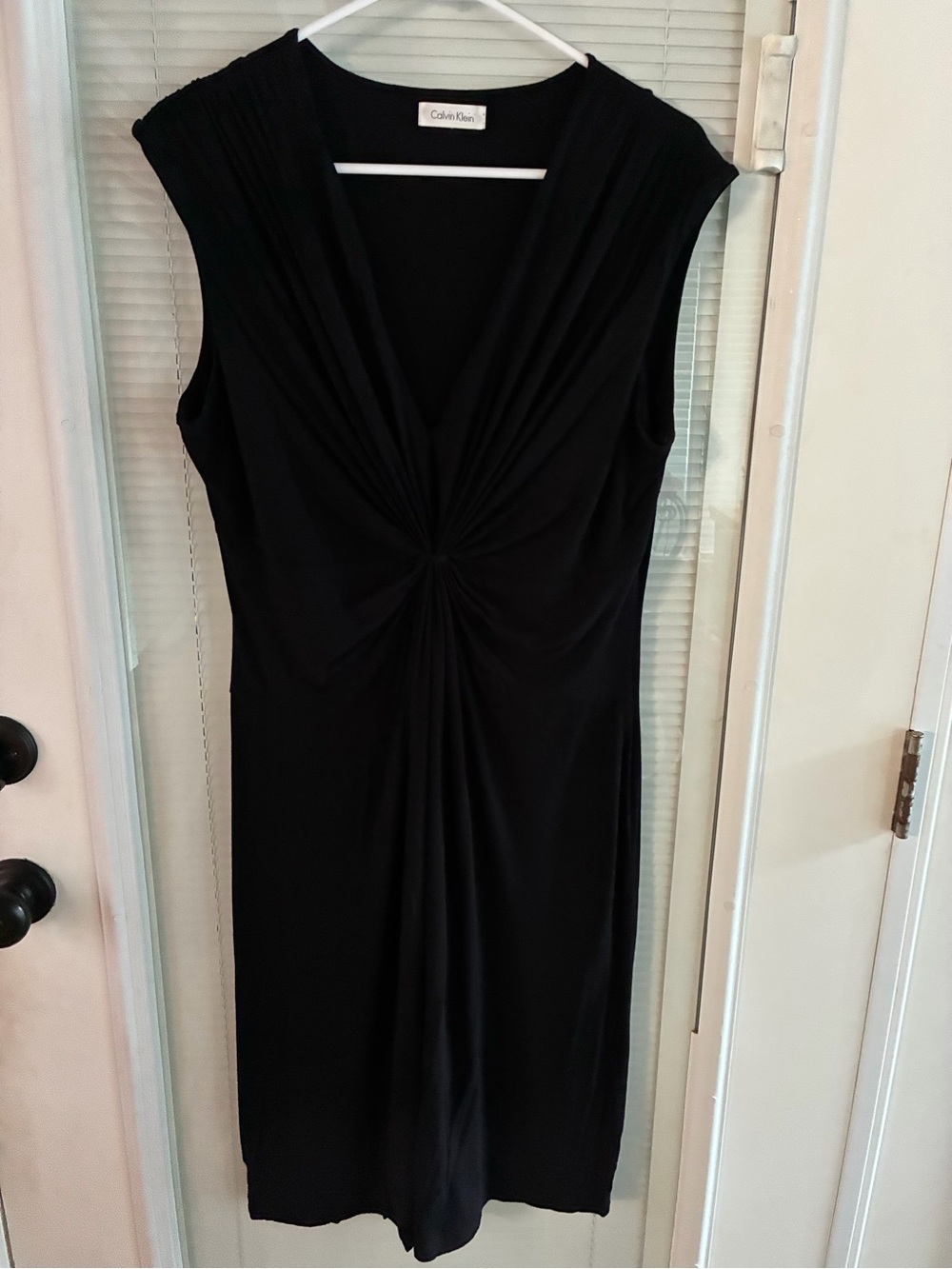 Calvin Klein Black V-Neck Twist-Front Knit Dress